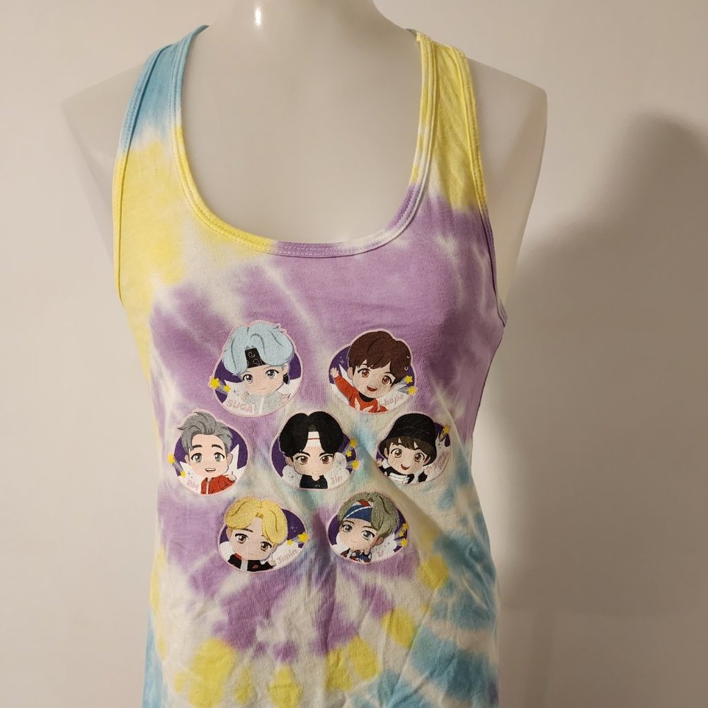 BRAND NEW Womens TinyTAN inpired by BTS Kpop Tye Dye Graphic Tank Top Sz S